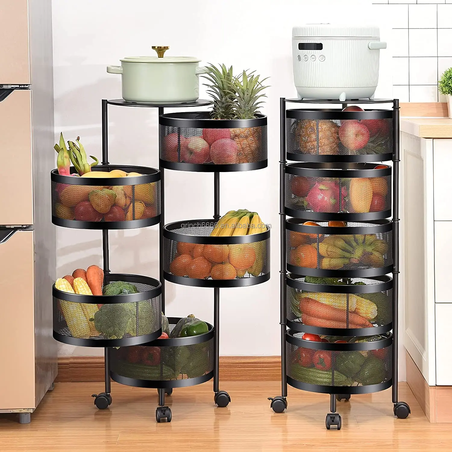 Kitchen Storage Rack Rotating Vegetable Rack Floorstanding Multilayer