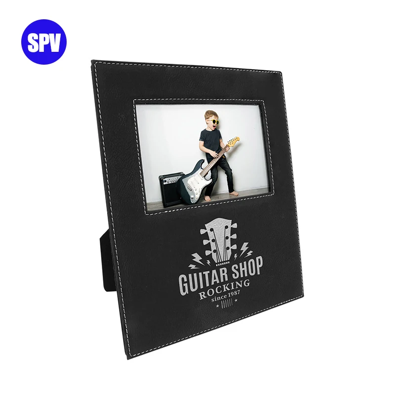 Personalized Wedding Gift Custom Blank Laserable Faux Leather Tabletop Picture Frames Wholesale Engraved Leatherette Photo Frame