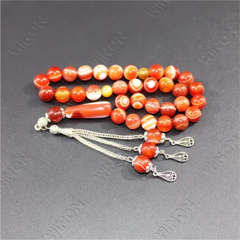 10mm Natural  Agate Stone Islamic Misbaha Prayer Rosary Beads Muslim Islam Bracelet Tasbeeh Sibha 33 Prayer Beads Tasbih