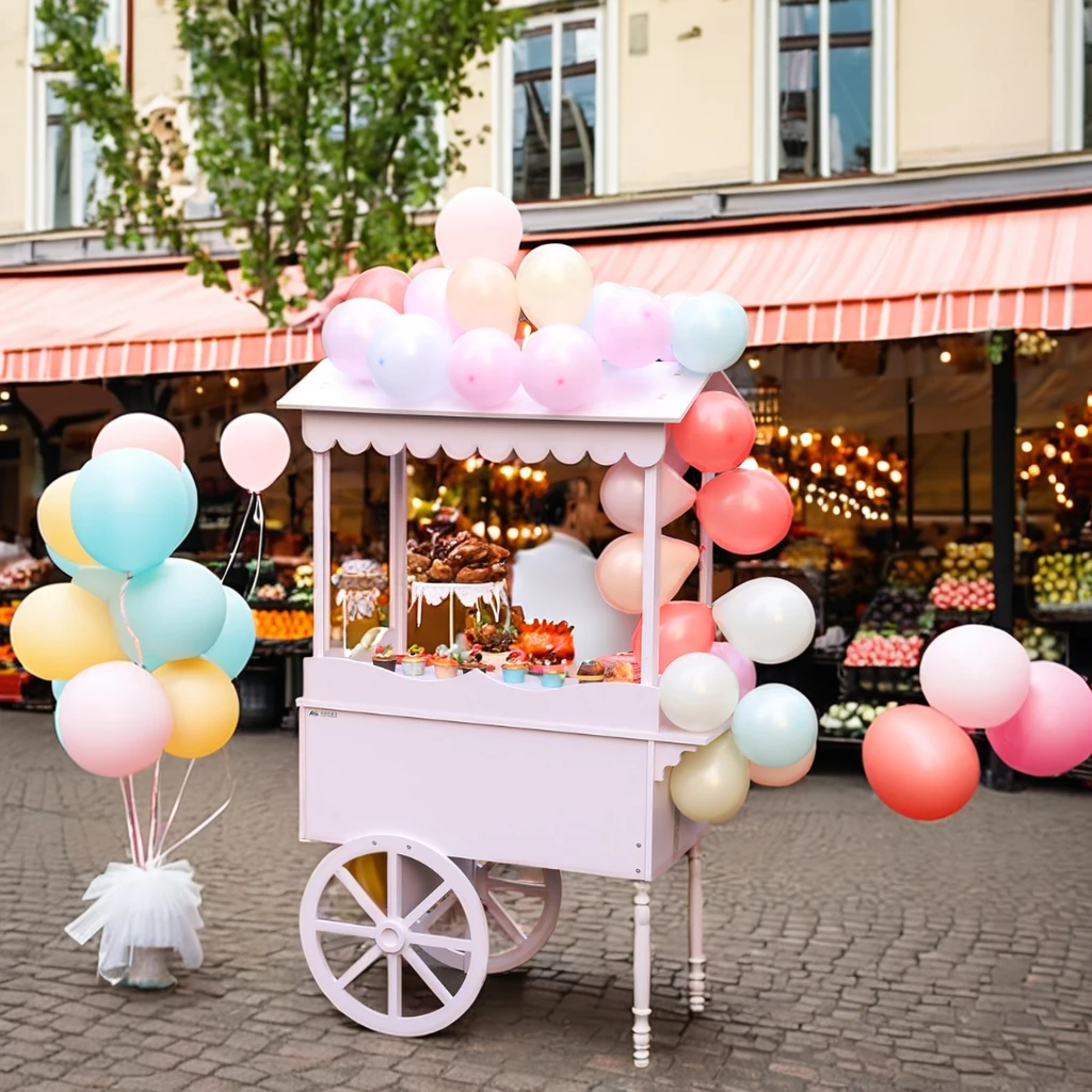 PVC Flower Cart Display Stand With Wheels for Wedding Garden Event Christmas Easter Graduation Market Decoration Use