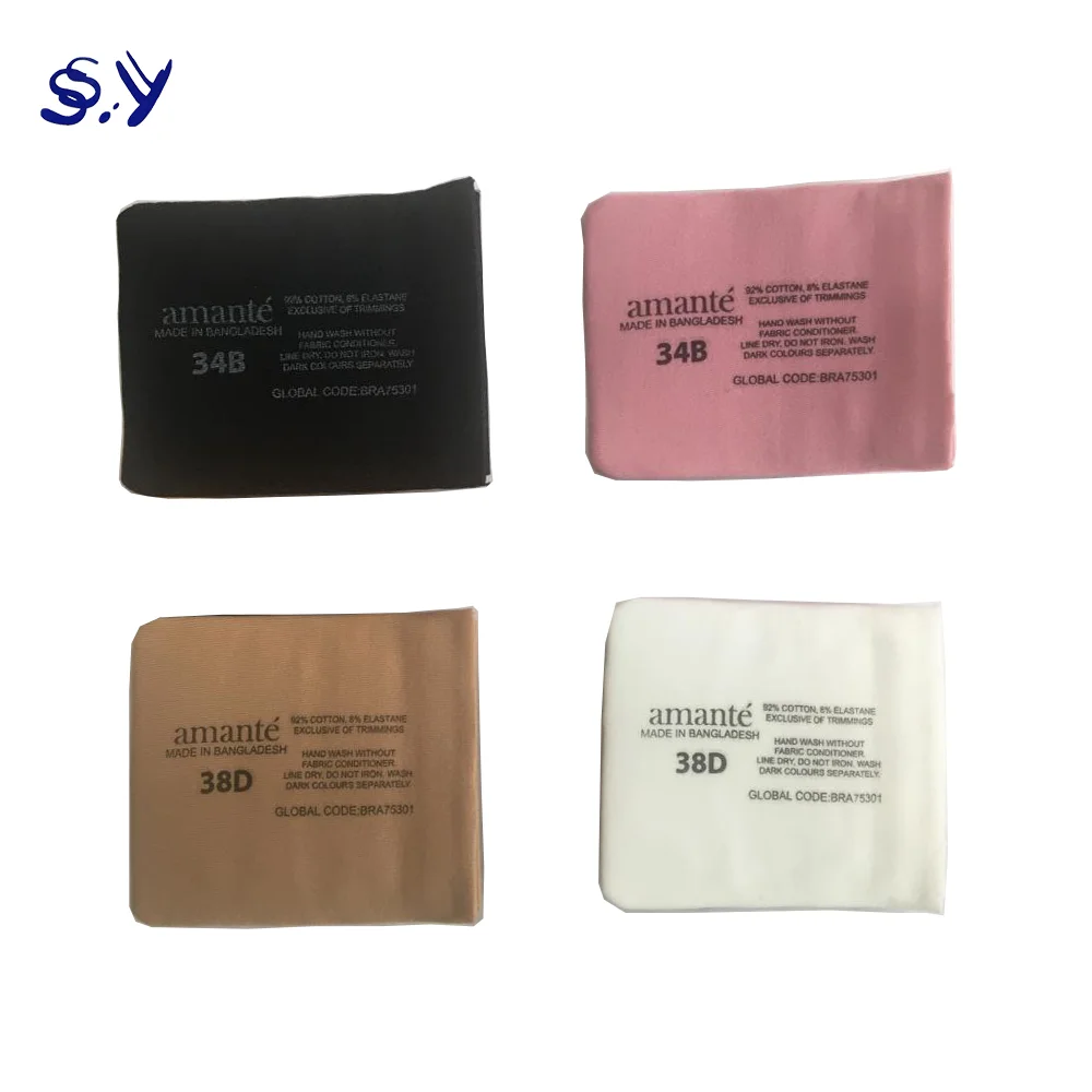 3*3 Microfiber+spandex bra Hook & Eye (Soft-Seal) with logo embossed and pad printing Cloth Skin-friendly Reverse Edge Hemming