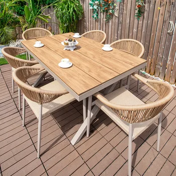 Modern Waterproof Rattan Chair Table Set for Living Room Internet Celebrity Outdoors Garden Courtyard Villa Balcony Open-Air