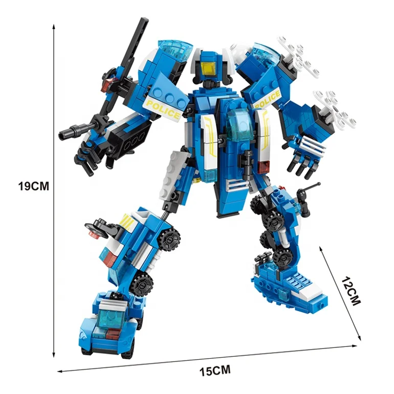 Factory Custom Packing City Police Building Block Robot Transform Helicopter Blocks Kids Educational Toy
