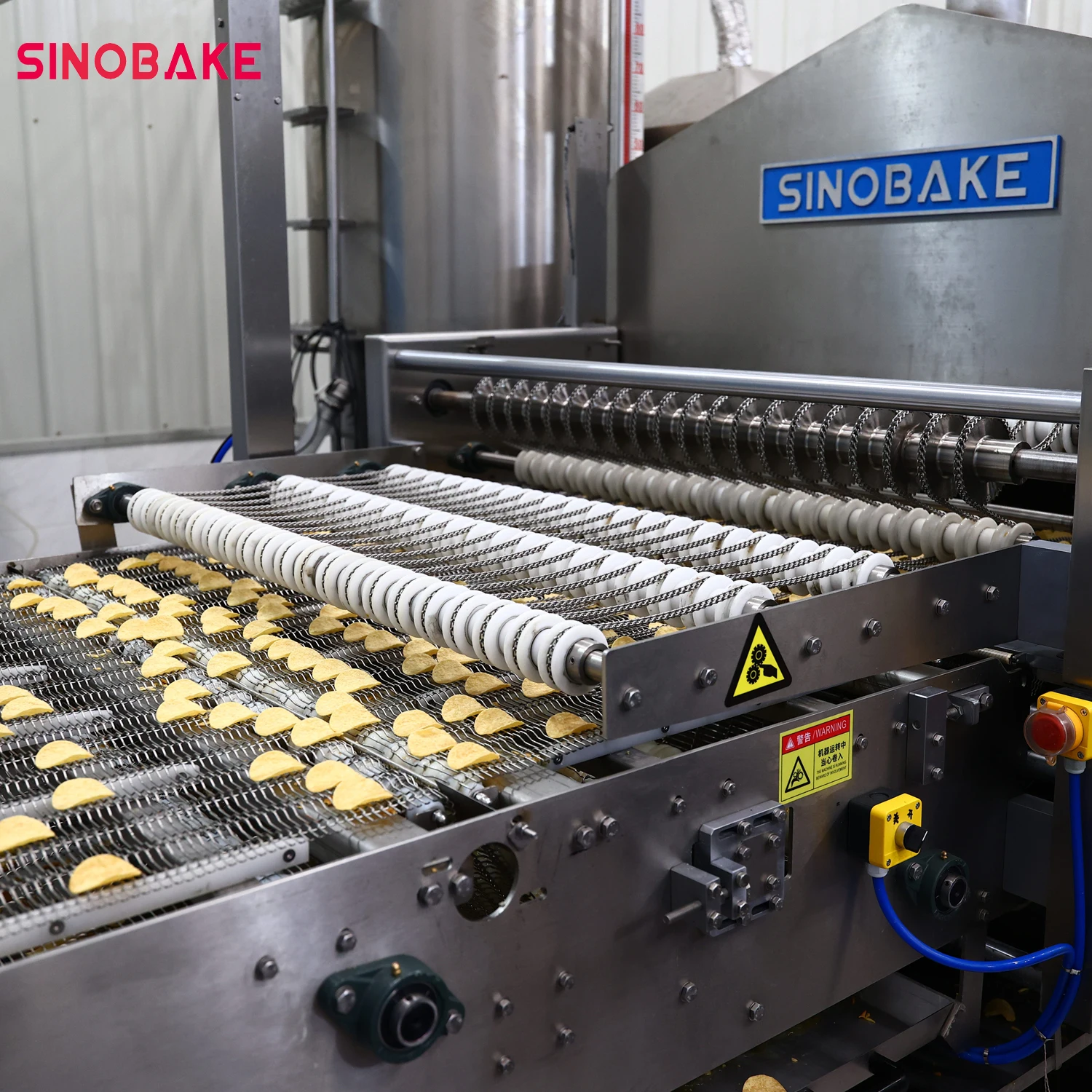 SINOBAKE 400kg 600kg Per Hour Stackable Potato Chips Processing Line Fully Automatic Potato Chips Production Line