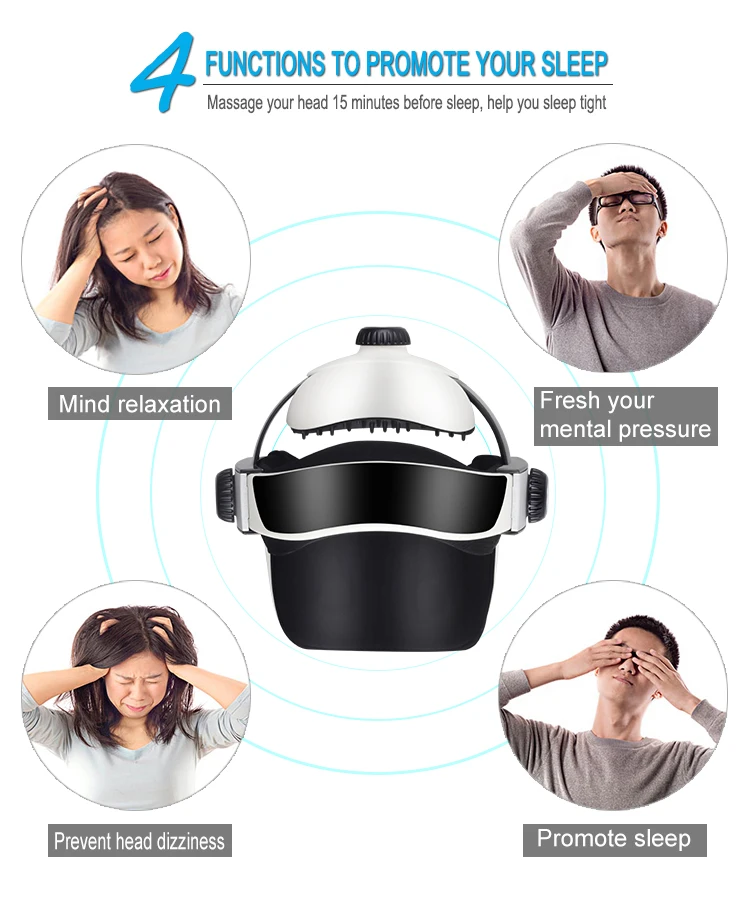 Automatic Air Pressure Head Massage Helmet Dual Vibrating Electric Acupressure Head Massager