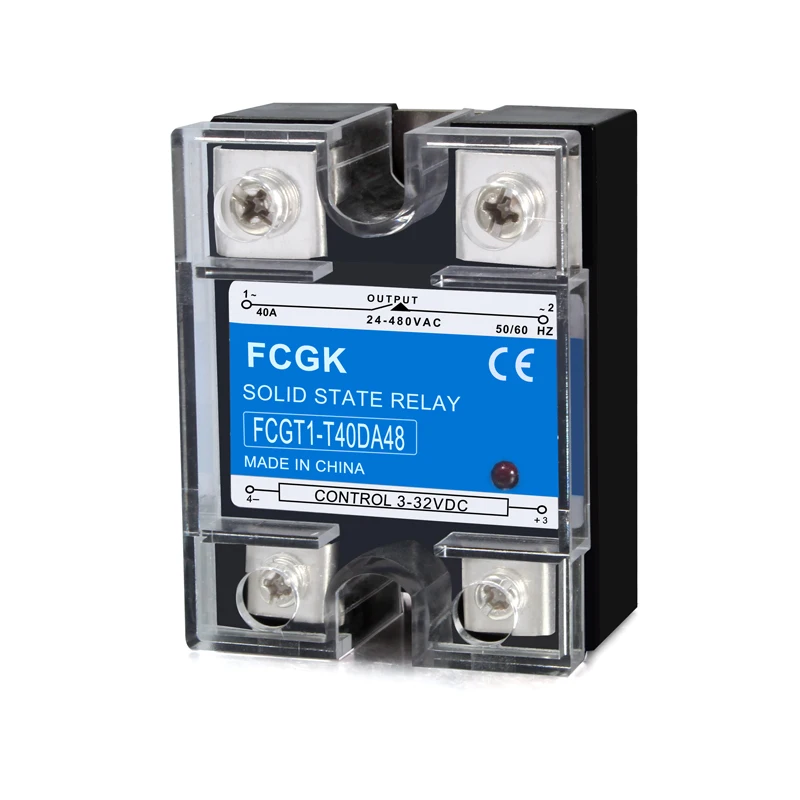 FCGK High Voltage Single Phase Solid State Relay Dc to Ac Ssr40da 3 to 32v 400vac Ssr Relay 40amps
