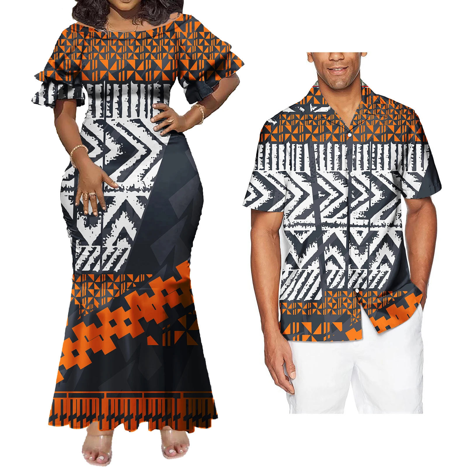 Couples Clothing Two Pieces Sets Polynesian Tribal Clothing Samoan Tapa ...