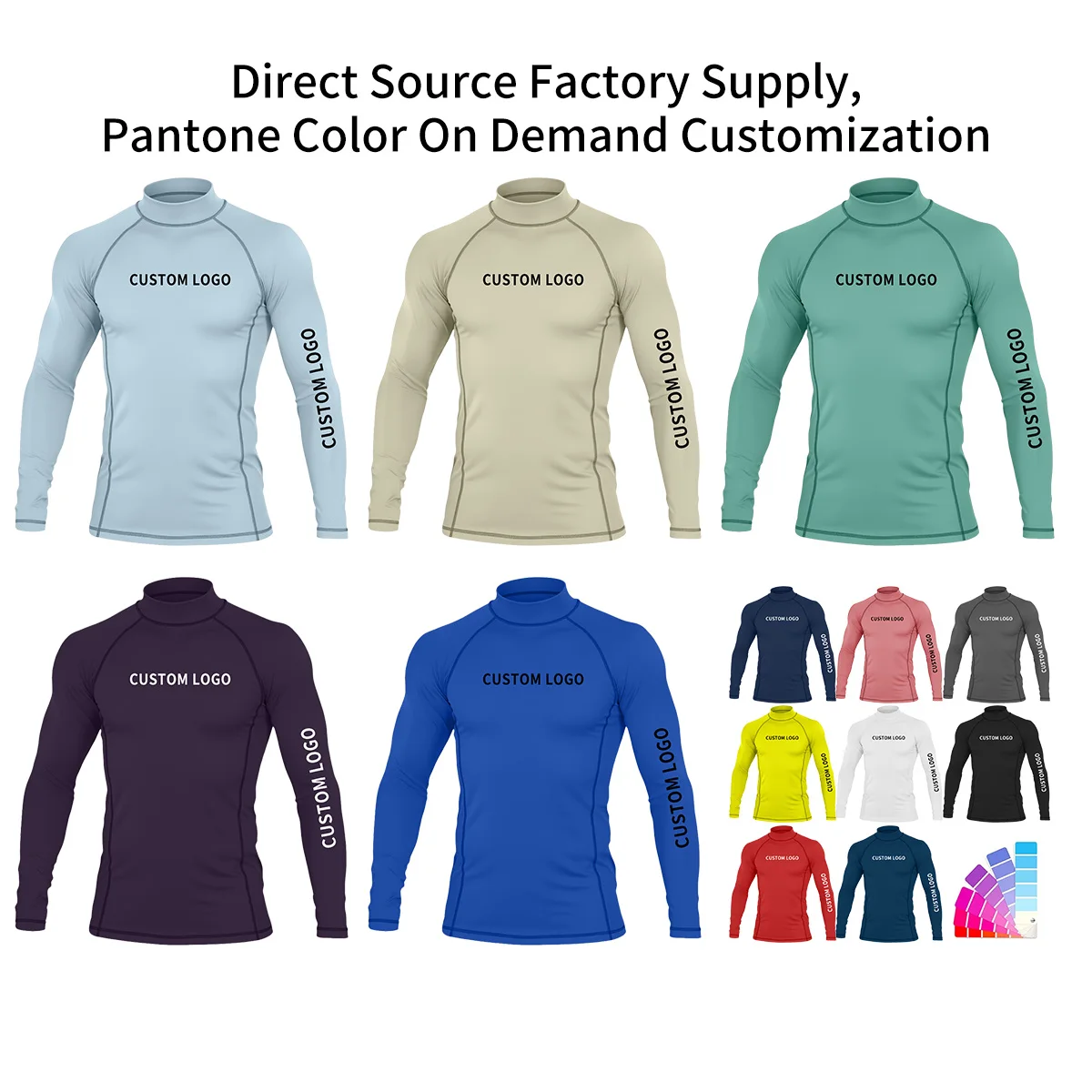 Özel Logo Uzun Kollu Hızlı Kuruyan Suni Güneşten Koruma UV Korumalı Erkek Sıkı Oturan Tişört Spor Salonu Fitness Surf Yüzme Antrenman Üstü