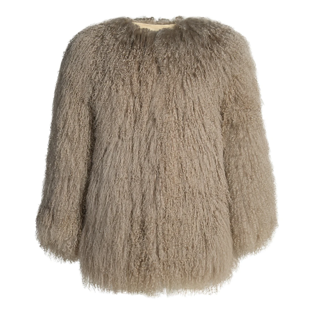 Women Long Hair Natural Sheep Fur Coat Real Lamb Fur Jackets Fashion Lady Orange Real Fur Coat Manufactures