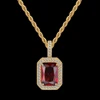 Ruby pendant +3mm 24inch rope chain