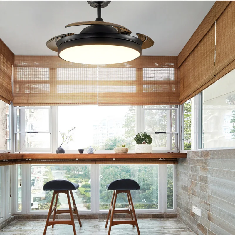 42 Inch Beautiful and elegant Hidden blade lamp lighting folding ceiling fan light