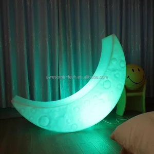 Modern LED-Glowing Half-Moon Sofa Plastic Garden Lighting Furniture for Bedroom & Living Room Patio Bench Decorative Lamp