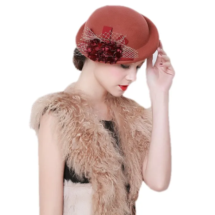 Vintage British Style Pillbox Hat for Women - 100% Wool Felt  display picture 2