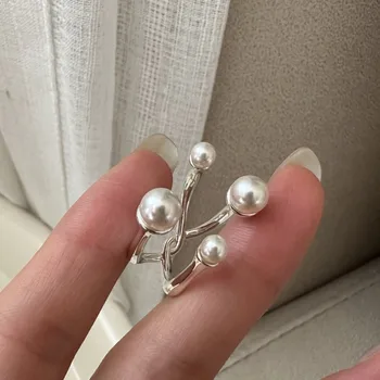 925 sterling silver pearl design ring retro simple ladies ring Silver Accessories Wholesale