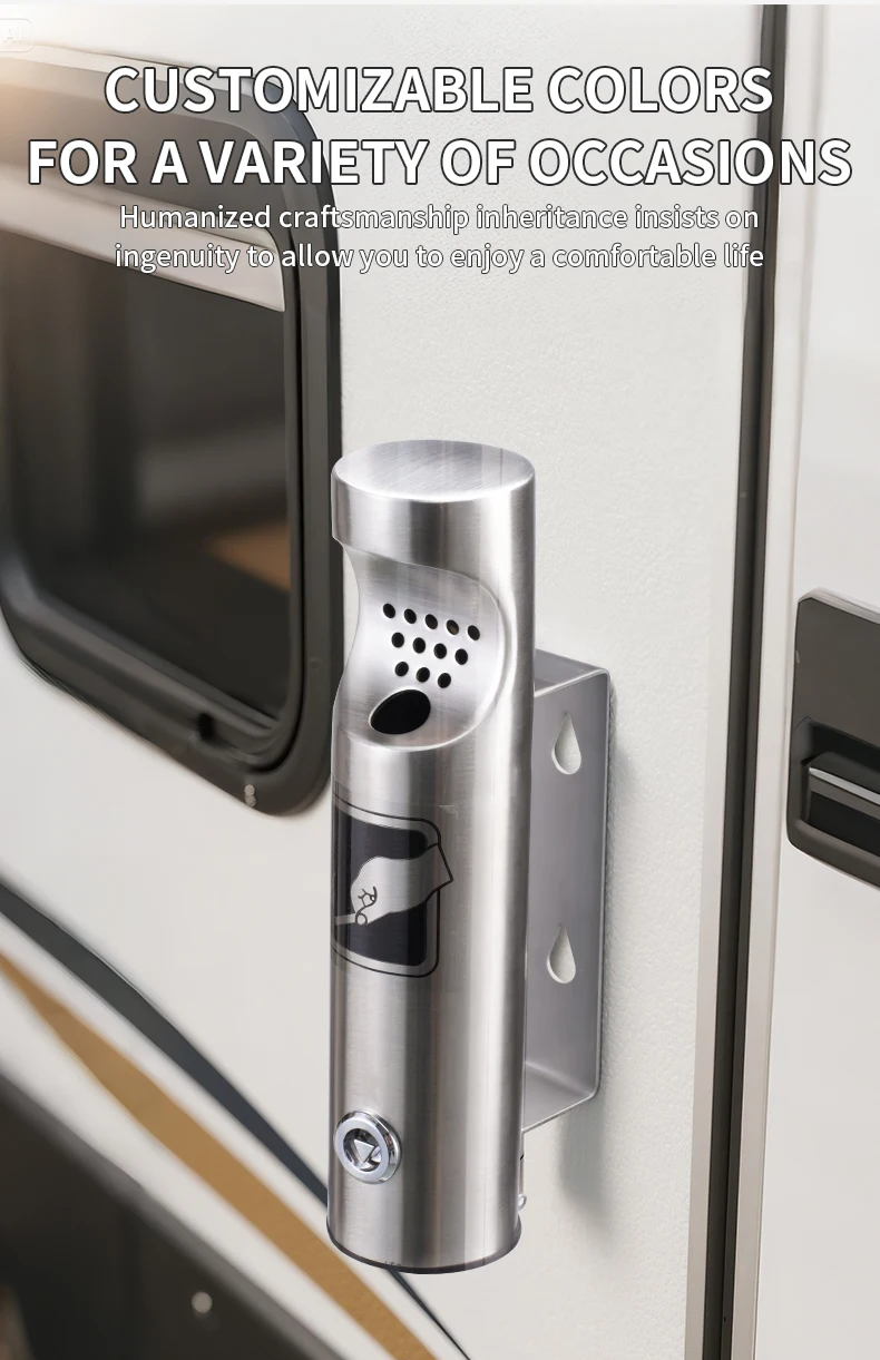 Wall Mounted Ashtrays for Outdoors Ashtray Stainless Steel Wall Ashtray with Lock for Patio, Restaurant, Hotel