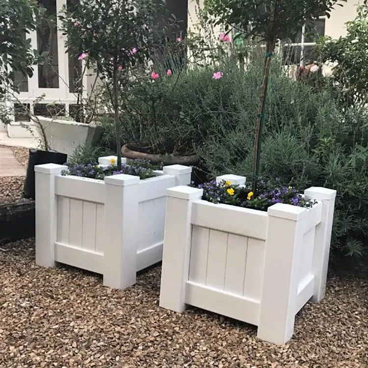 Classic Square White Pvc Flower Box American Style Yard Greening Living