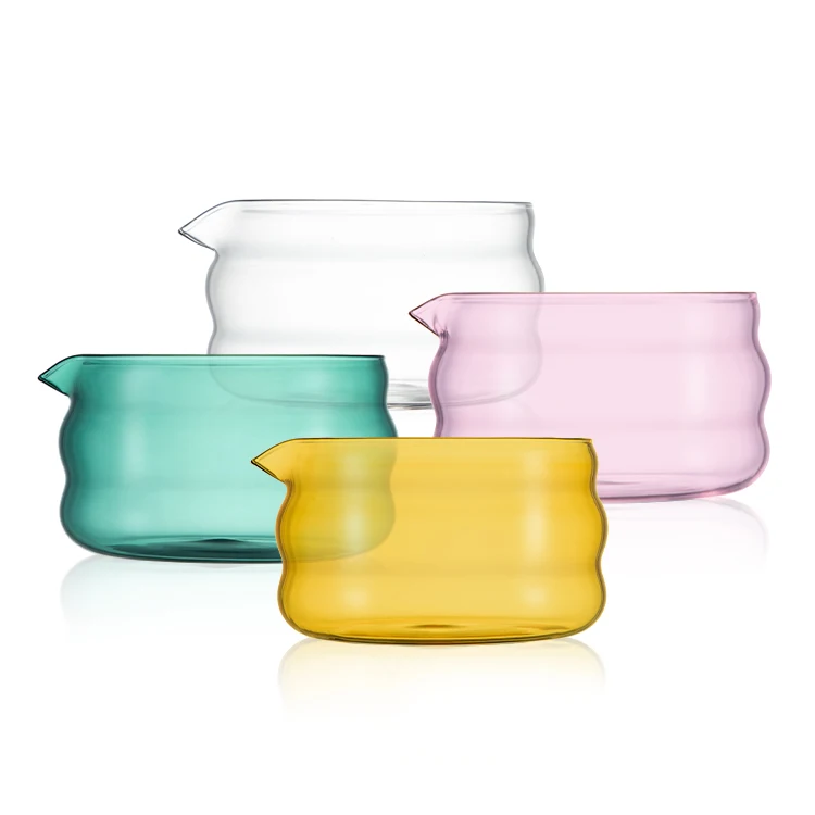 Textured Colored Glass Big Matcha Green Tea Ceremony Bowl With Glaze and Pouring Spout Salad Porridge Juice Bowl