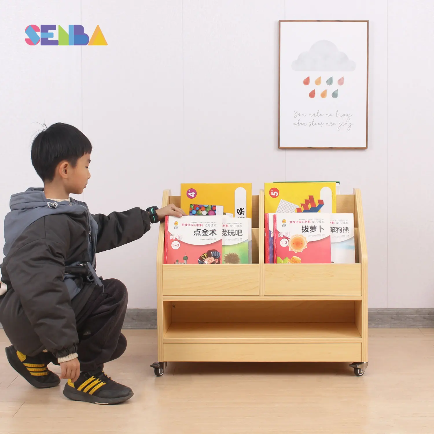 Modern Kindergarten Daycare Class Wooden Removable Storage Of Portable