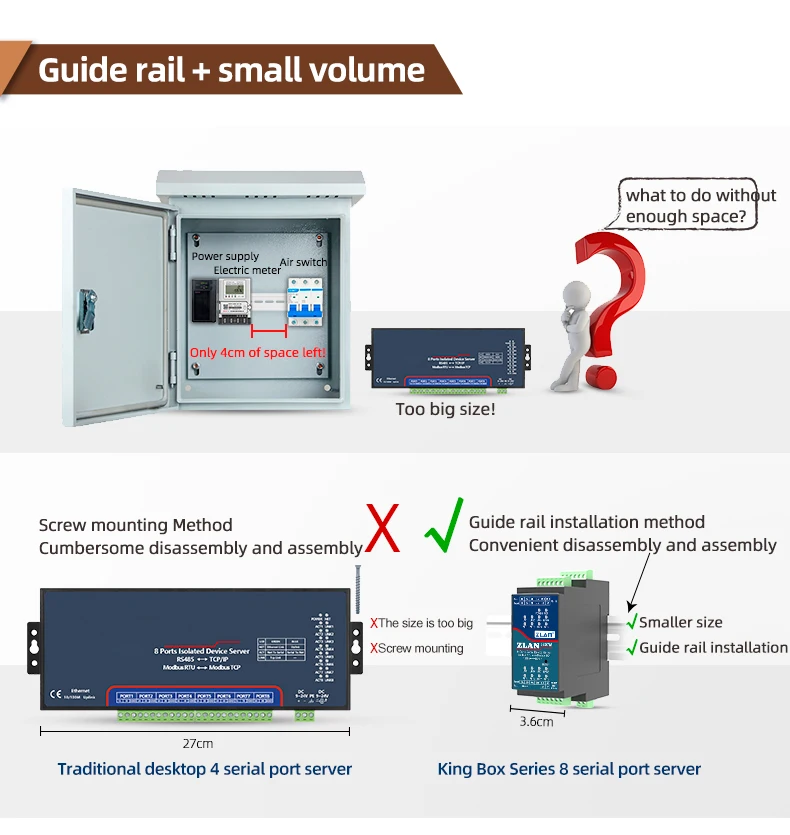 8 Ports Serial Device Server Rs485 To Rj45 Tcp/ip To Serial