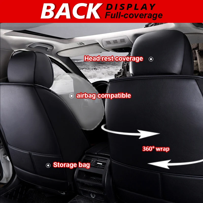 Full Surrounded with Airbag Place Universal Leather Woman Fabric  Pvc Car Seat Covers for Sport Black