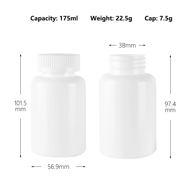 175cc Hdpe Plastic White Wide Mouth Packer Pharmaceutical Pill Vitamin Supplement Bottles Bottle