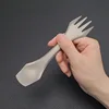 Cuchara y tenedor cuadrados de doble uso [Titanio puro]