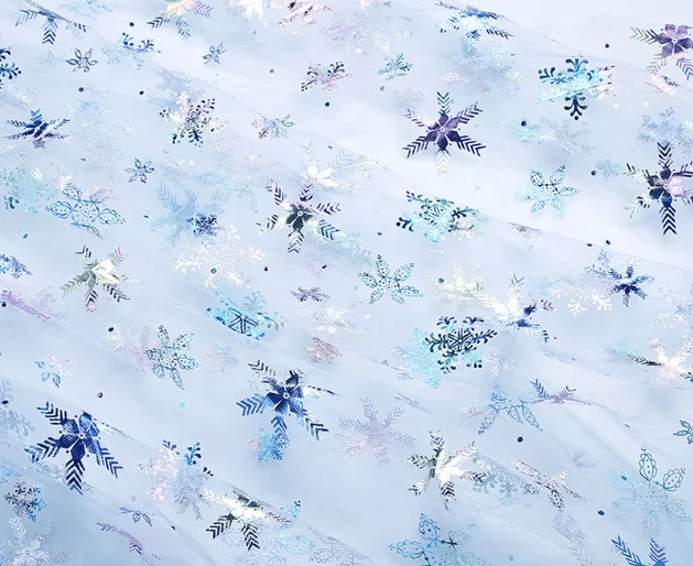 Сетчатая Ткань радужного цвета в виде снежинки, цветная газовая ткань в виде снежинки, Бронзирующая ткань, ледяная Снежная принцесса, платье, детская одежда