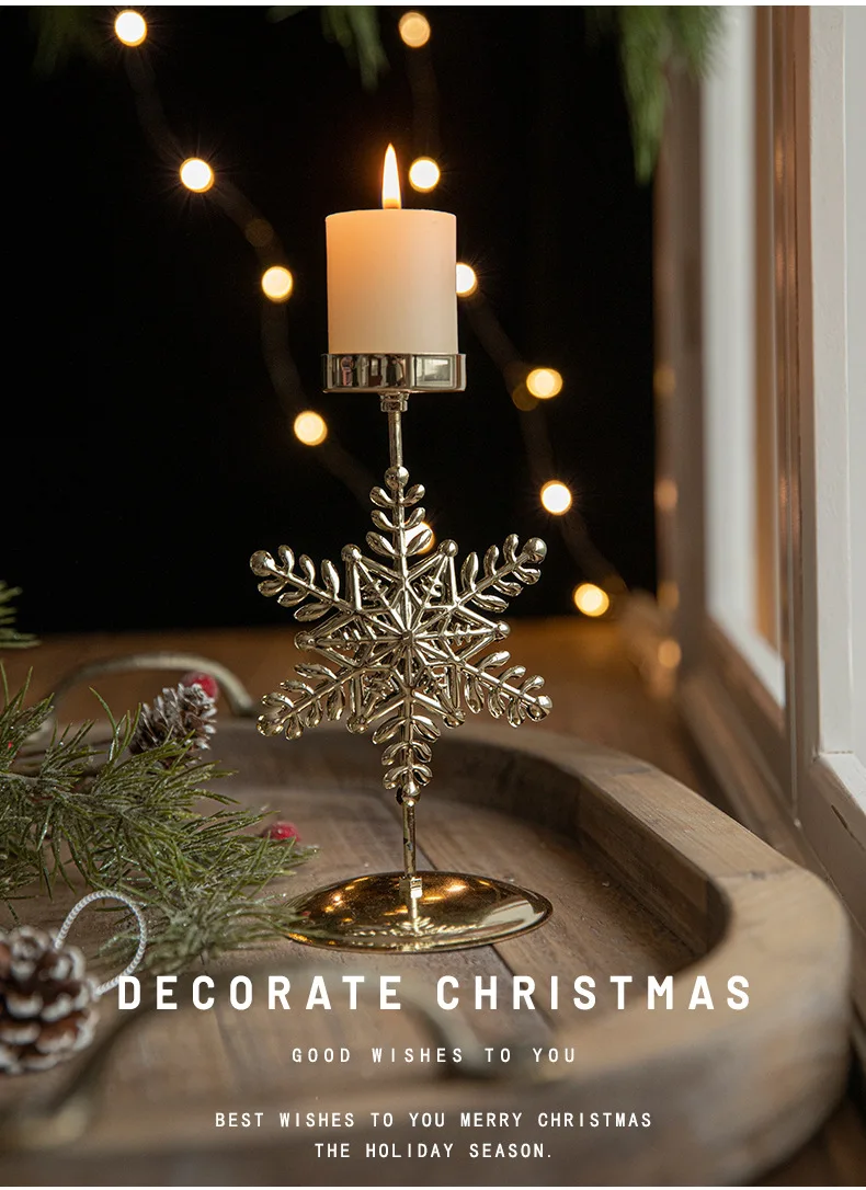 product minimalist christmas home decoration candle holder ornaments metal crafts iron snowflake xmas tree shape christmas candlesticks-20