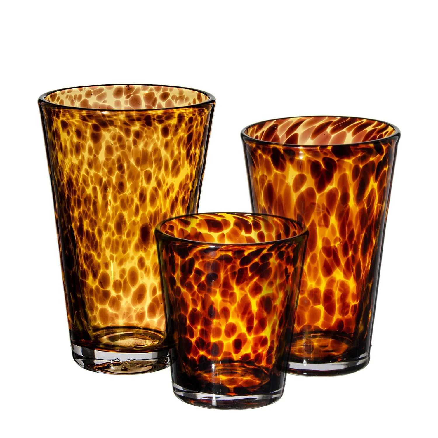 Samyo Hand Blown Modern Leopard Colored Empty Glass Tumbler Candle Holder Jars for Candles