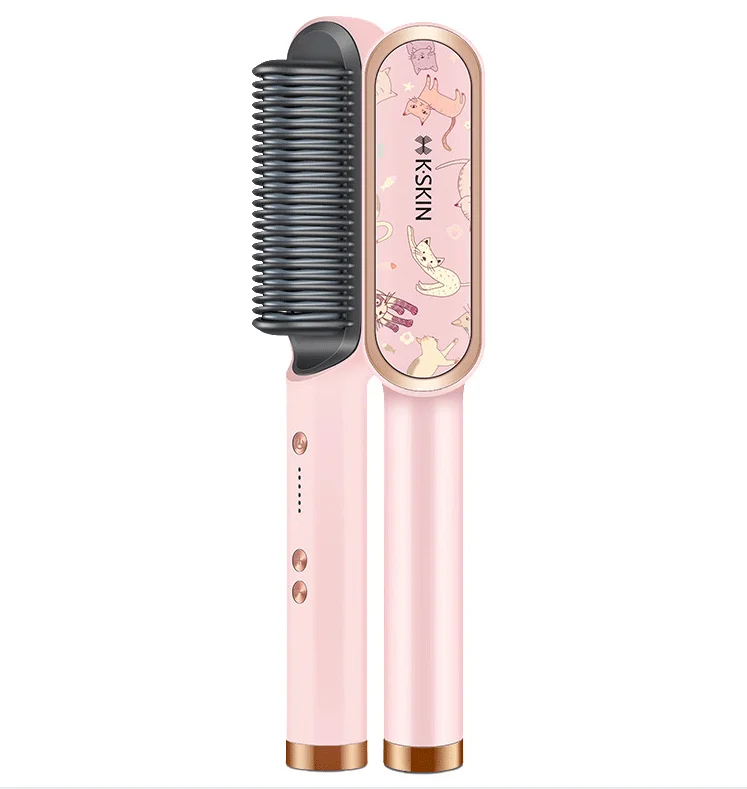 Расческа-выпрямитель для волос 2 в 1 выпрямитель для волос и бигуди предотвращающие ожоги щетка для волос с отрицательными ионами для укладки волос гребень