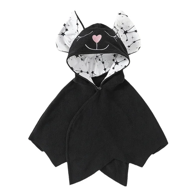 Holy Festival Children's winter Clothing 2024 New Black Cartoon Bat Thick Hooded baby Coat