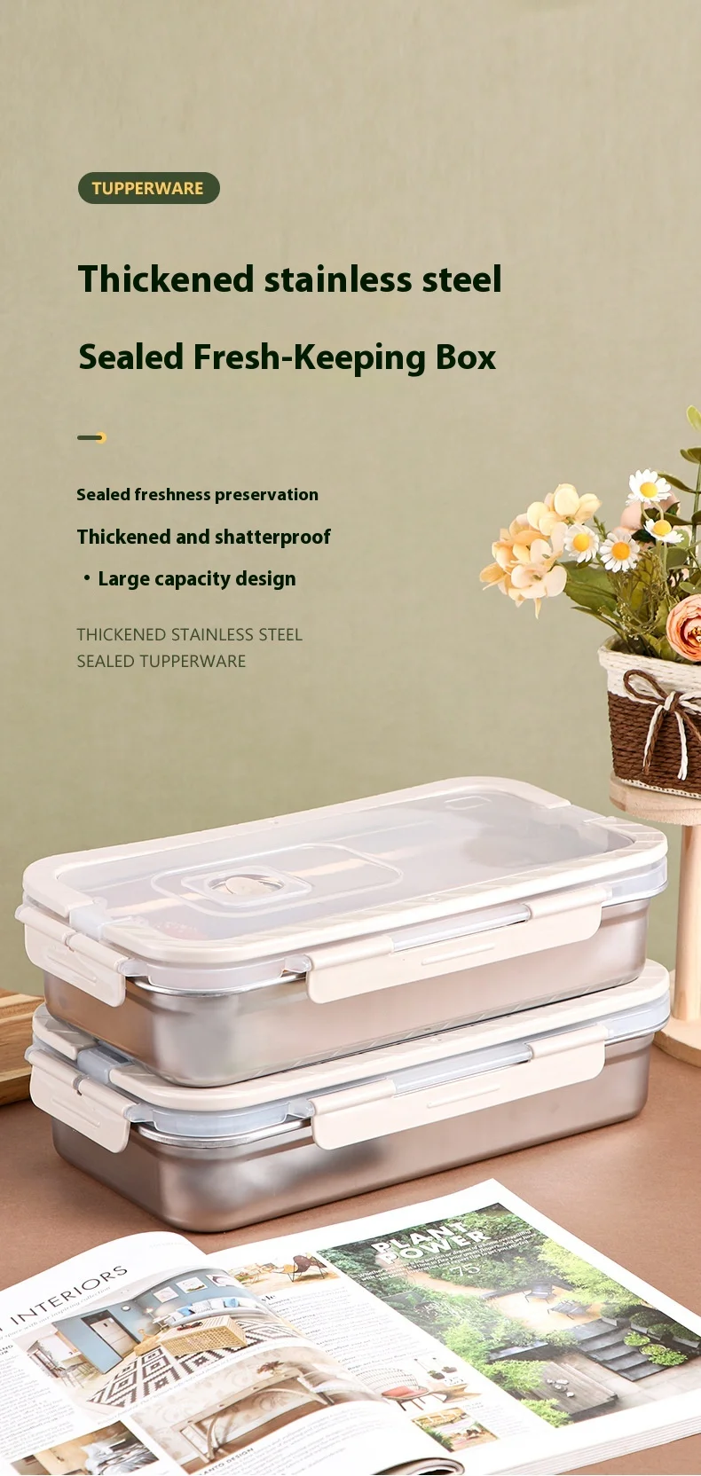 product modern portable stainless steel fresh keeping box square dumpling kitchenware sealed storage for food-15