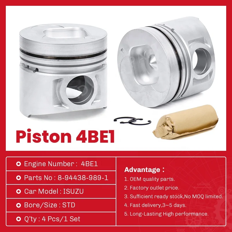 NPR58L ピストン　エンジン No 4BE1 1D AUTO Engine Piston 4BE1 OEM: 8-94438-989-1 for ISUZU