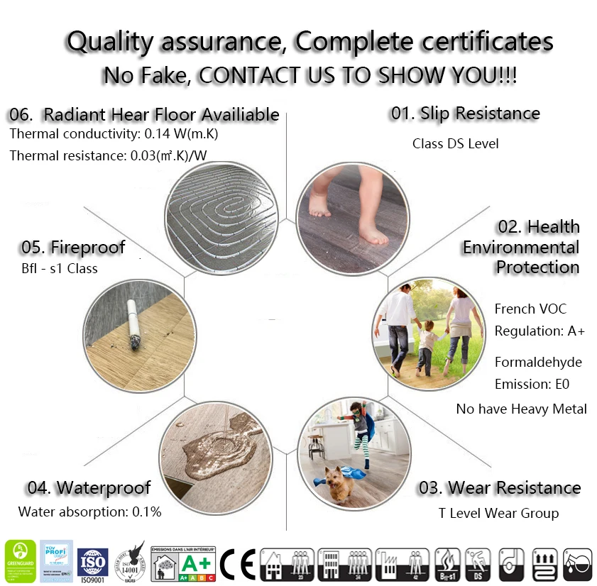 Artificial Click Lock Herringbone Waterproof Friendly Eco Strong SPC Vinyl Flooring