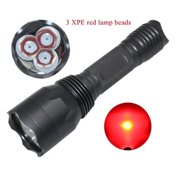 18650 Waterproof Red Green Light 1 Mode XPE*3 LED Hunting Tactical Flashlight Torch Lantern Lamp Fishing Spotlight Torches