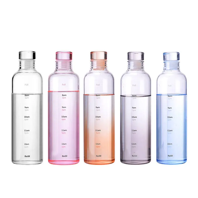 Large Capacity Portable 350ml/700ml BPA Free Glass Water Bottle Outdoor Sports Cylindrical Shape Glass Lid Customizable Logo