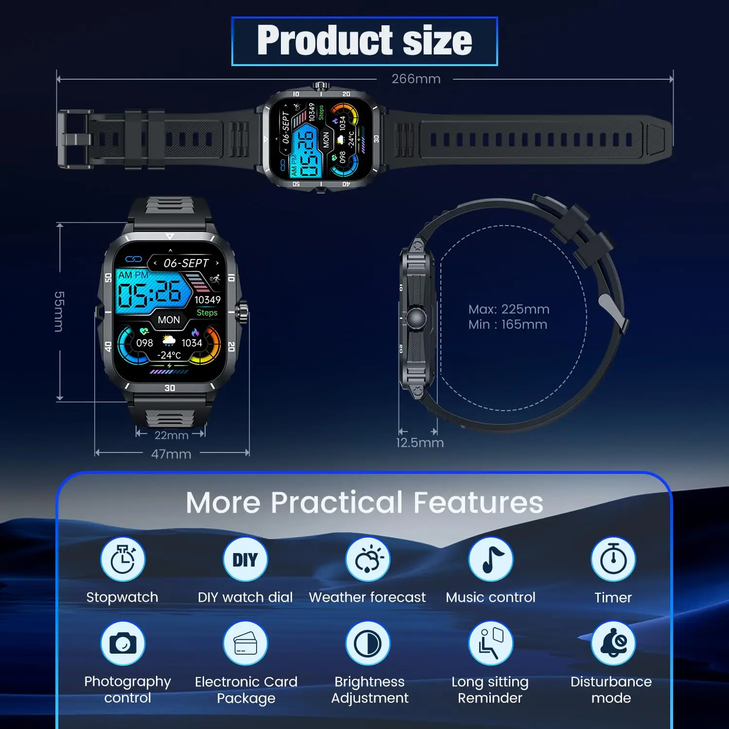 Factory Direct Call BLE Health Watch Brand Own Logo Watches Fitness Digital Outdoor Sport Smartwatch for Men Bracelet