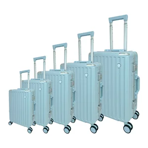 Custom LOGO High Quality Aluminum Trolley Case Luggage Set Lightweight Suitcase with Spinner Caster TSA Lock for Unisex Travel