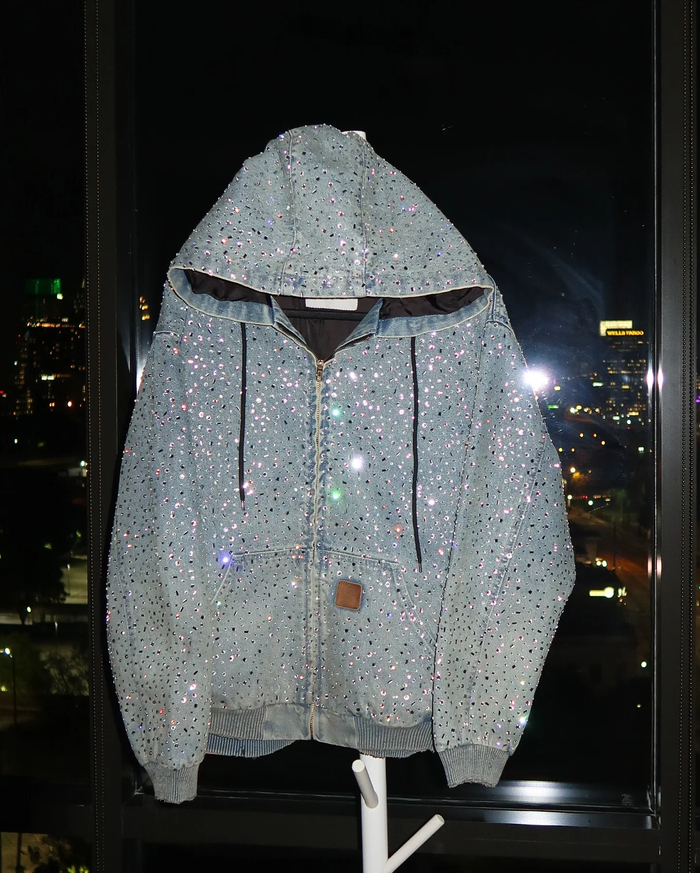 Manufacturer Designer Punk Cotton Oversize Zipper Diamond Rhinestone Hoodie Streetwear Vintage Man Jean Denim Men's Jacket gallery 7