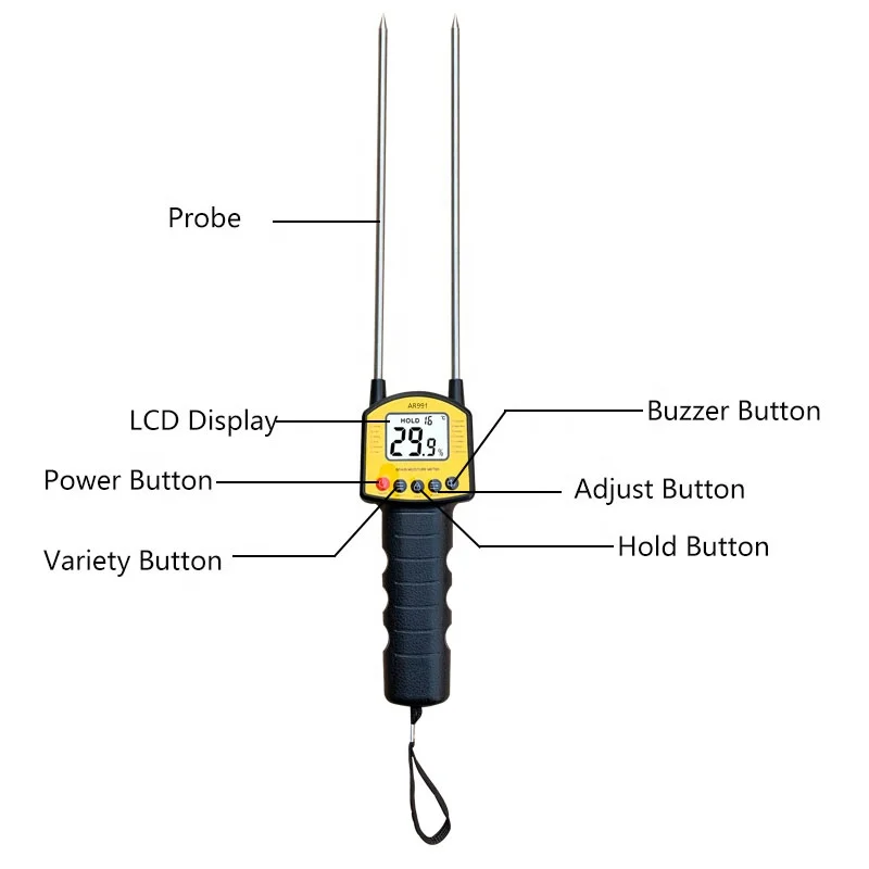 Digital Humidity Meter Cereal Moisture Meter AR991 Smart Sensor for Use in Corn Wheat Rice Grains Wheat Flour Monkfish Seed
