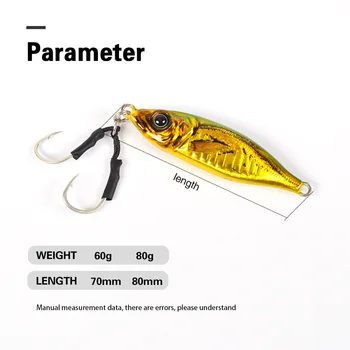 Lure Bait 3D Printed Metal Plate Bio-Imitation Bait 60g 80g Long-Distance Freshwater Saltwater Fishing Bass Perch Lead Fish – Metal Jig – view 4