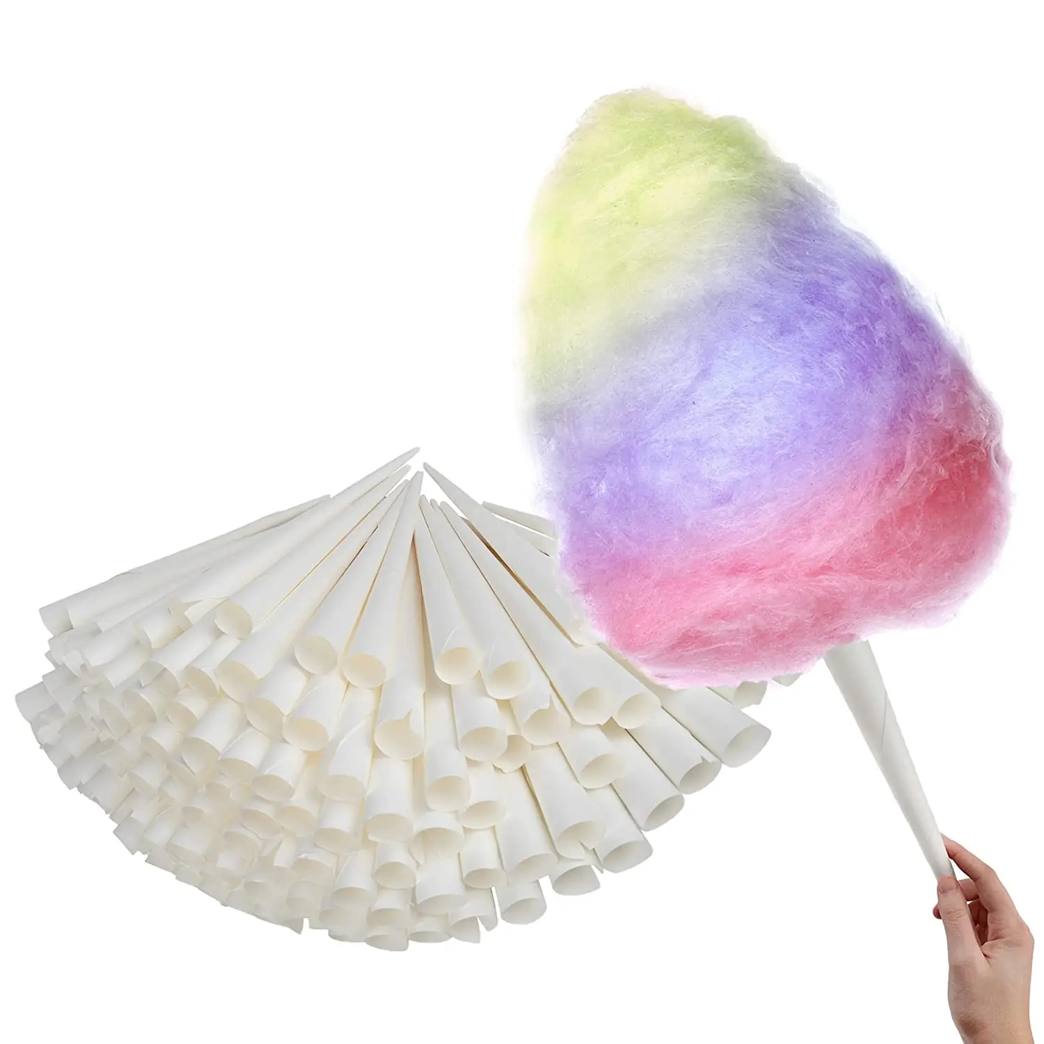 Carnival Candy Maker White Disposable Paper Floss Sugar Cotton Candy Cones