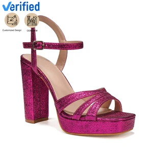 Fashionable New Release Women's Platform High Heel Sandals Comfortable Slip-On Closure with Soft Features and Glittery Straps