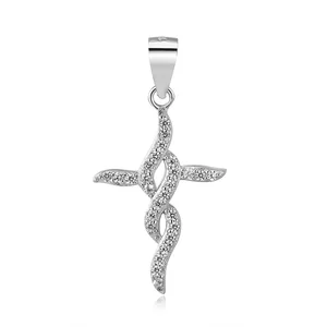 Wholesale 925 Solid Sterling Silver Cubic Zirconia Twisted Cross Infinity Loop Princess Pendant for Women Girl