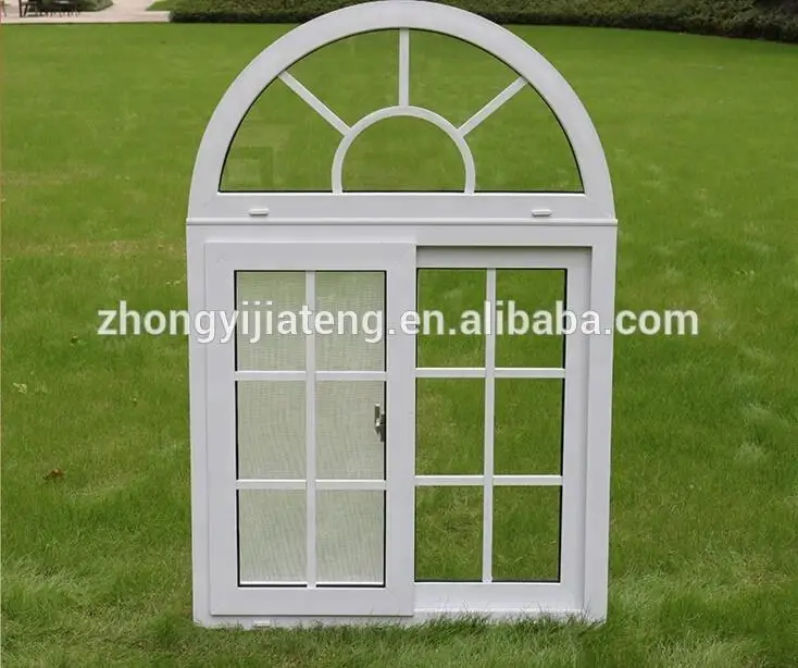 Grill Design PVC Half Circle windows Arch windows with Tempered Glass for French