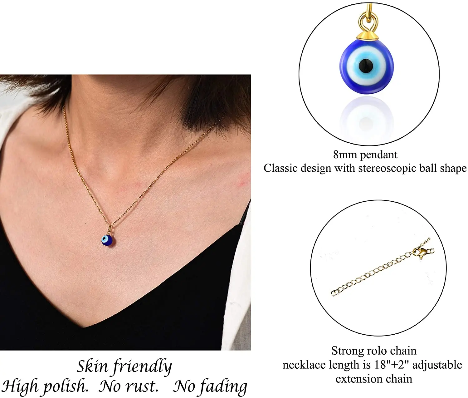 Wholesale Halskette Kette Blaue Augen Amulett Anhänger Halskette