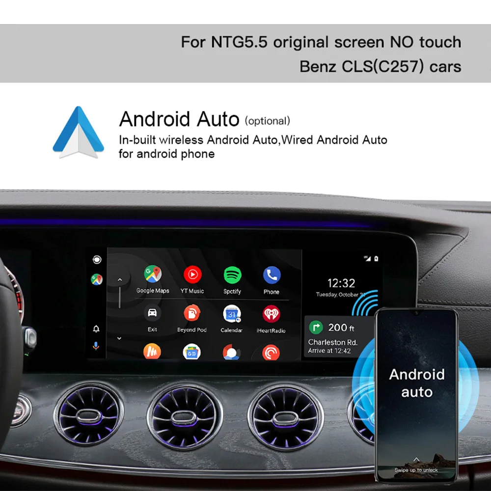 Premium Wireless Android Auto Full Screen LVDS Interface for Mercedes Benz CLS C257 NTG 5.5 Car 12.3 Inch Without Touch