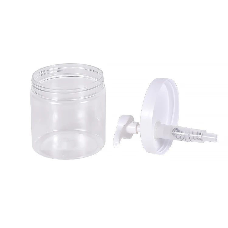 Large 500ml Flat Shoulder Plastic Clear Shampoo Bottle with Pump Body Wash Lotion Skin Care Packaging