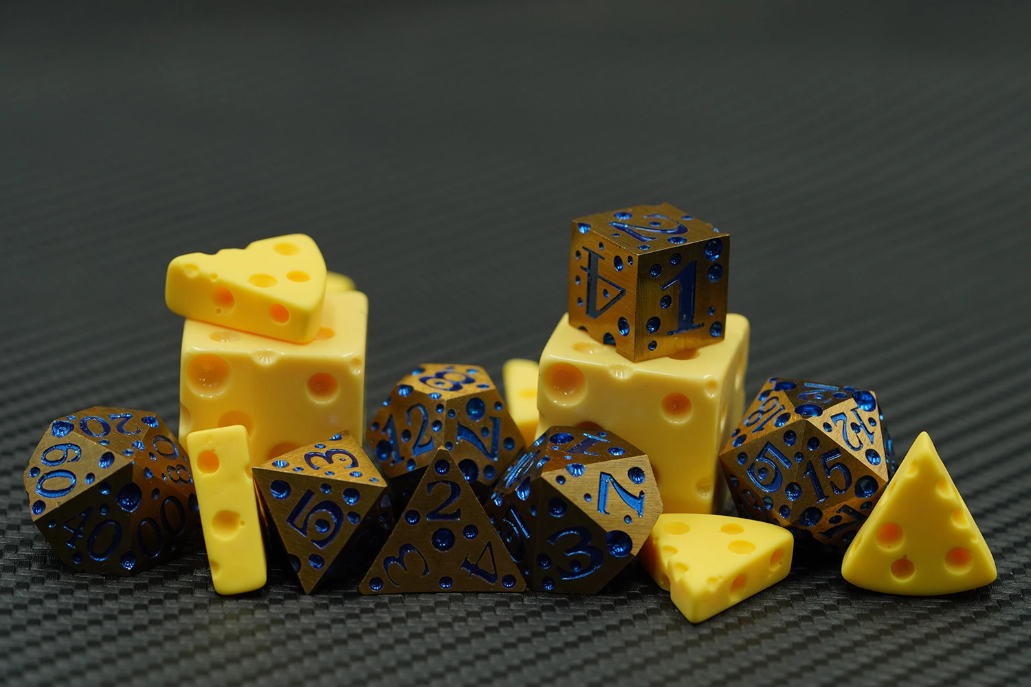 Blue Cheese Point 16mm Metal Cooper Color 7pcs Dice Set for TTRPG DND Games & Entertainment supplier