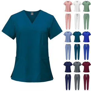 Unisex Coats and Scrubs New Style Custom Logo Elastic Hospital Medical Lab Nurse Uniforms Knitted Suituniforme De Enfermera